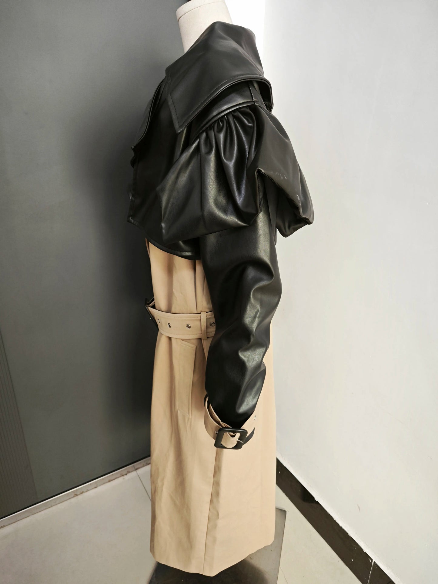 Luxue Aero Patchwork PU Leather Windbreaker