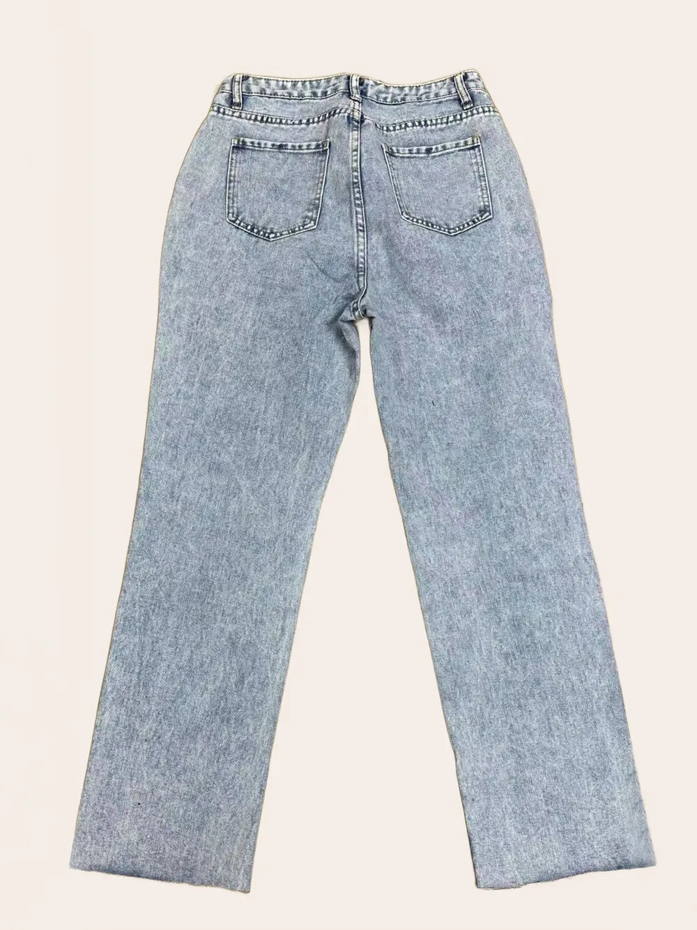 Luxue Classic Distressed Straight-Leg Jeans