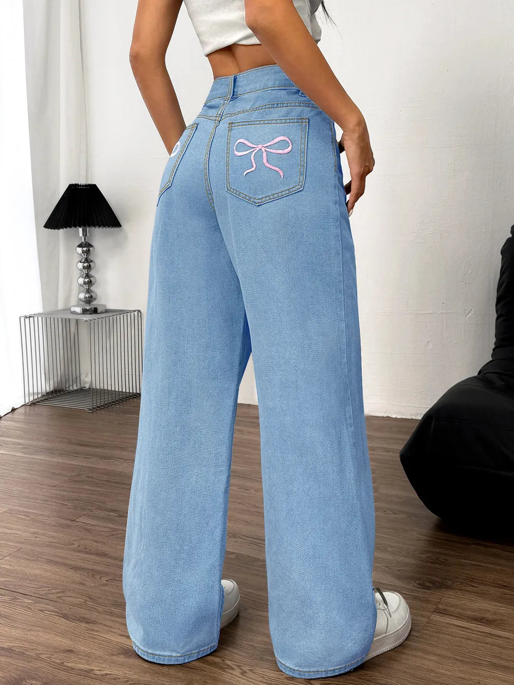 Luxue RibbonWave Wide Leg Jeans