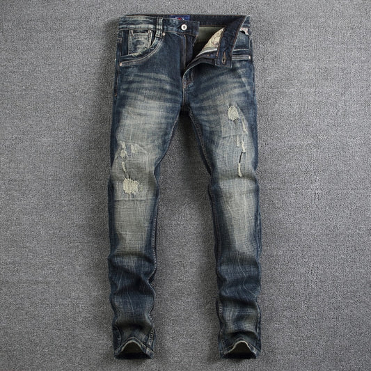 Luxue Retro Noir Biker Denim