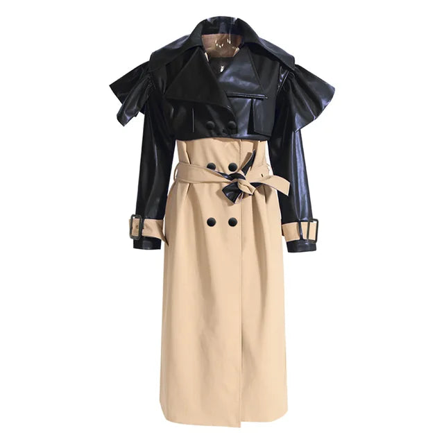 Luxue Aero Patchwork PU Leather Windbreaker