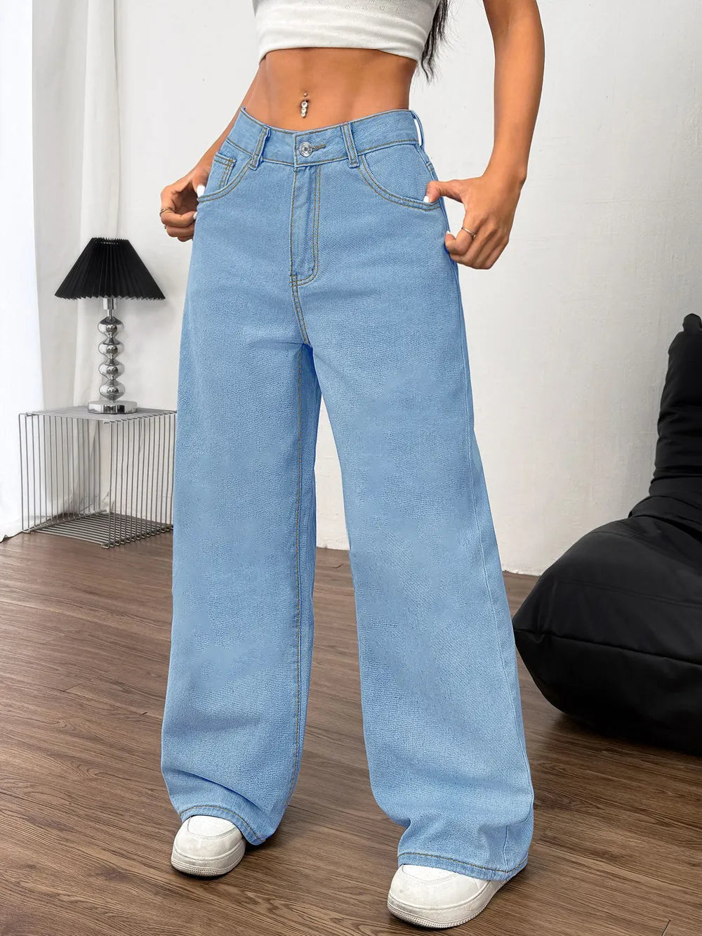 Luxue RibbonWave Wide Leg Jeans