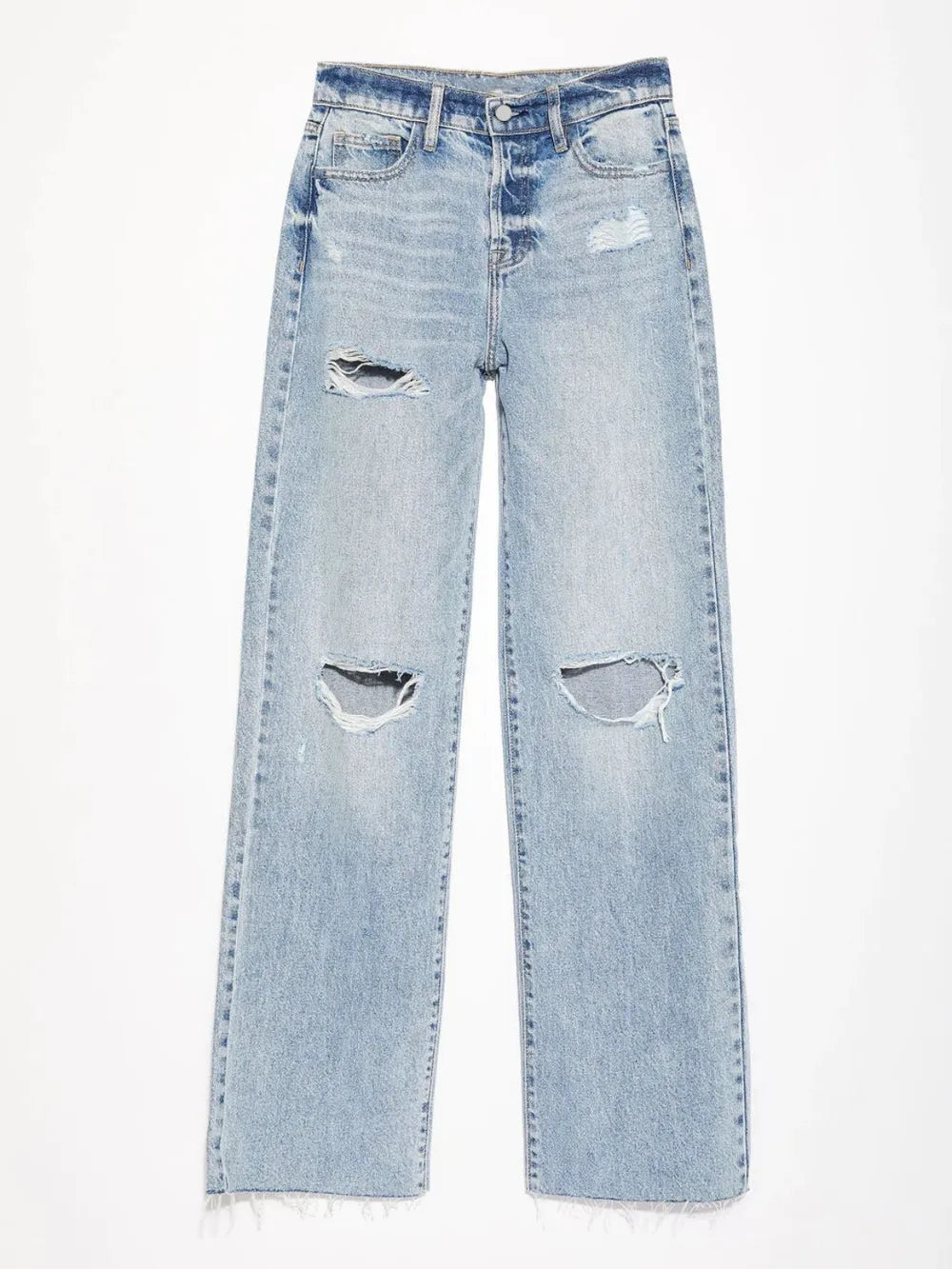 Luxue Classic Distressed Straight-Leg Jeans