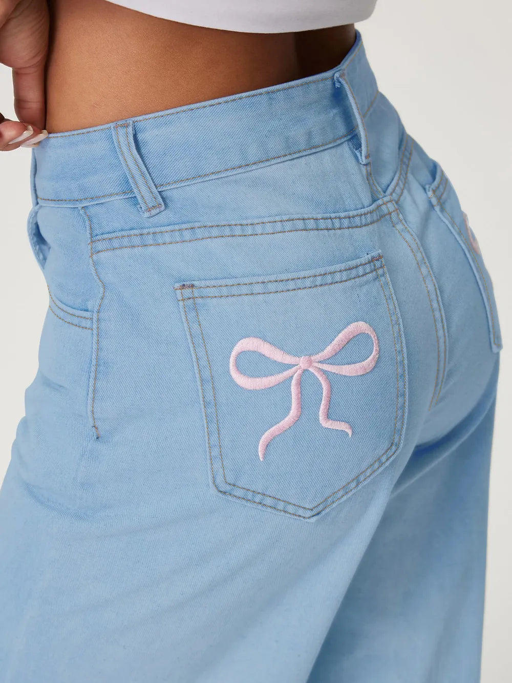Luxue RibbonWave Wide Leg Jeans