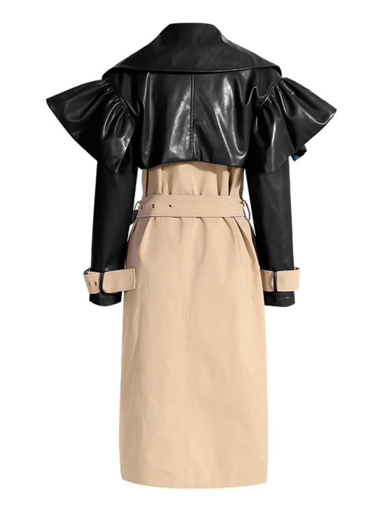 Luxue Aero Patchwork PU Leather Windbreaker