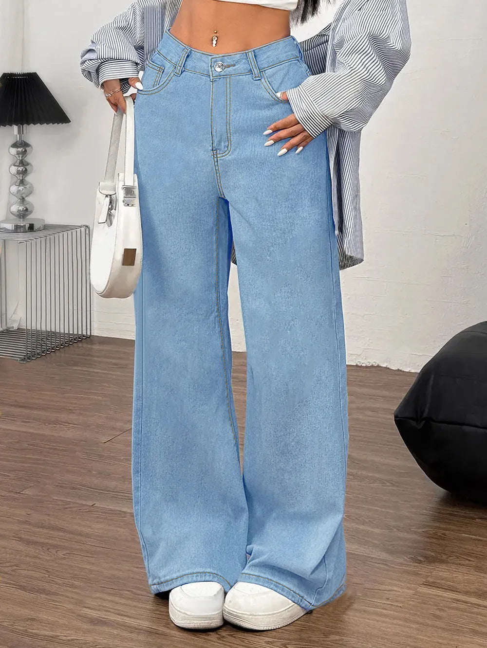 Luxue RibbonWave Wide Leg Jeans